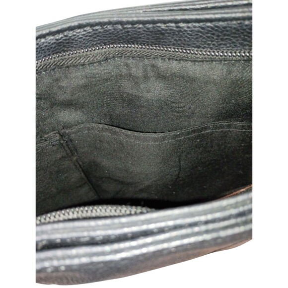 Stone and Co Shoulder Bag Black Brown Outside Zipper Pocket Faux Leather - Picture 6 of 10